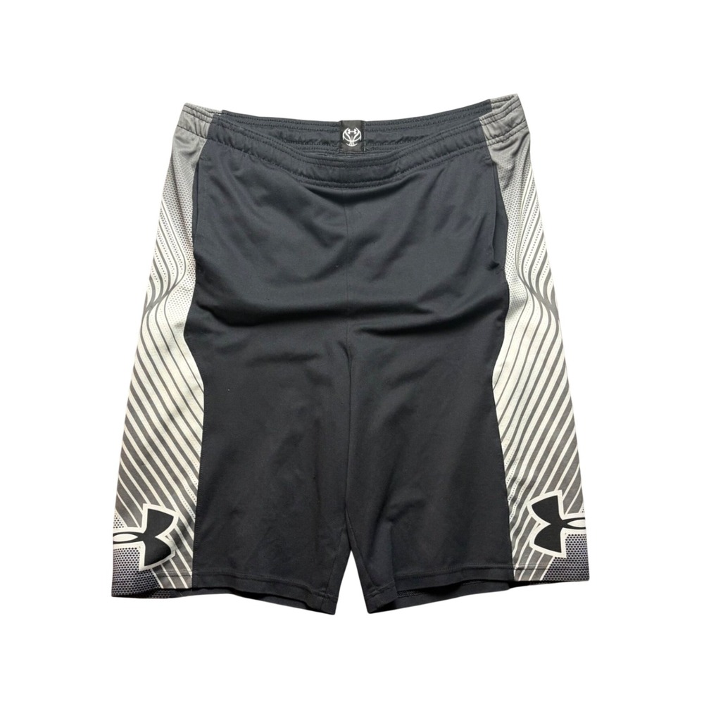 Under Armour HeatGear Basketball Shorts Boys Youth XL Black Grey Athletic